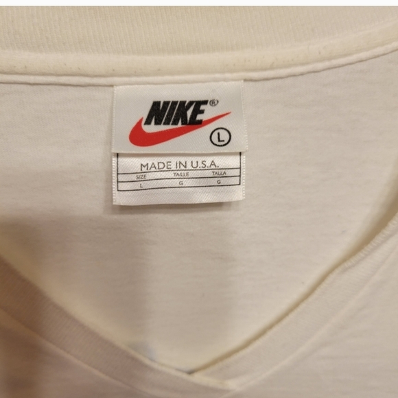 NIKE T-shirt ~ Retro 1990s era ~ V-neck~ Just DoIt Logo ~ Lg~ Unisex - Picture 10 of 14
